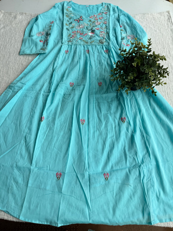 Yoke emb pure cotton Ready suit set