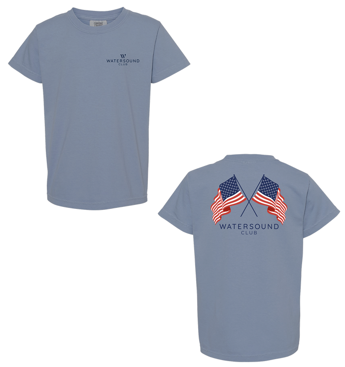 Youth Washed Denim Flag Tee