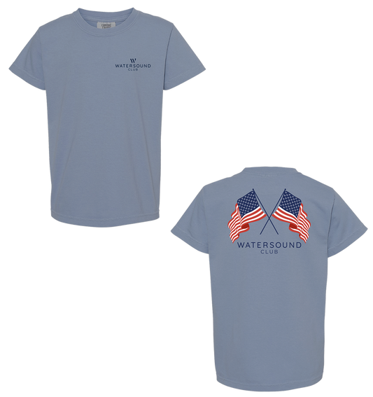 Youth Washed Denim Flag Tee