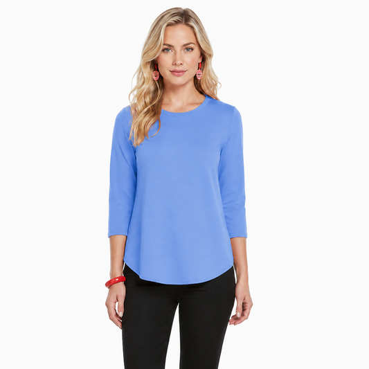 "Zofi" Soft Knit Tunic Top in Cornflower  - ZOFI-CRN