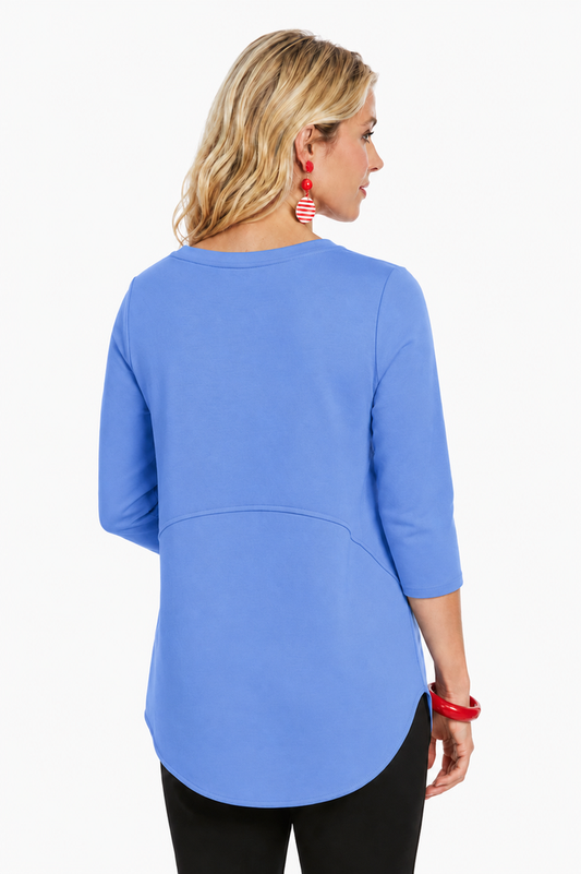 "Zofi" Soft Knit Tunic Top in Cornflower  - ZOFI-CRN